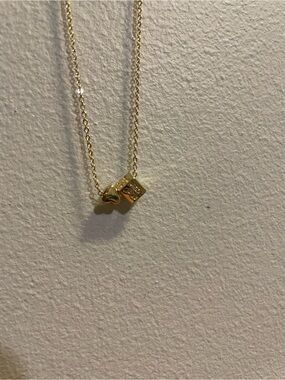 Gold Tone “R” initial Heart & Square Pendant Necklace - Women Jewelry
